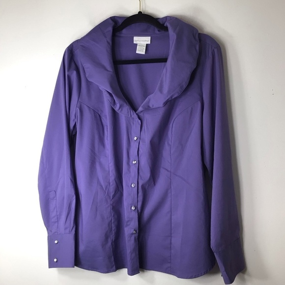 Soft Surroundings purple top large 14 button up - Picture 7 of 11